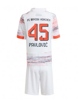 Bayern Munich Aleksandar Pavlovic #45 Replika Borta Kläder Barn 2025-26 Kortärmad (+ byxor)